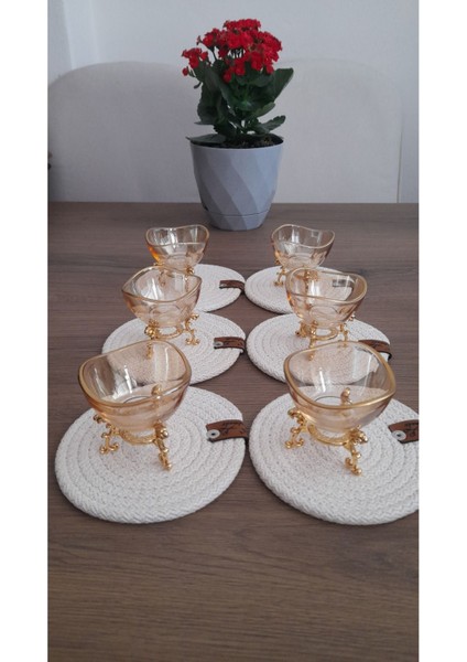 Elite Kahve Yanı Lokumluk Şekerlik Gold Ayaklı Modern Dizayn 6 Adet 1 Adet
