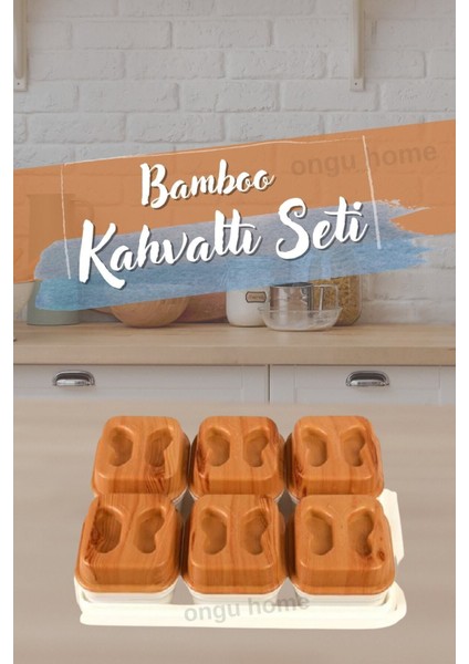 Elite Bamboo Design Tepsili Kahvaltılık 6 Bölmeli Kahvaltı Seti 1 Adet