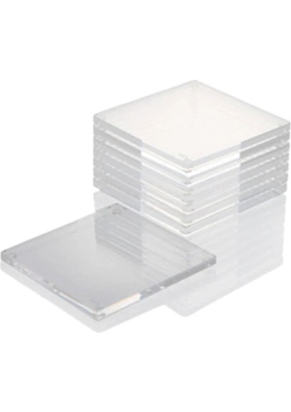 Elite Seha Pleksi Akrilik Şeffaf Kare Pleksi 6 Adet 8X8CM Bardak Altlığı 3mm 1 Adet
