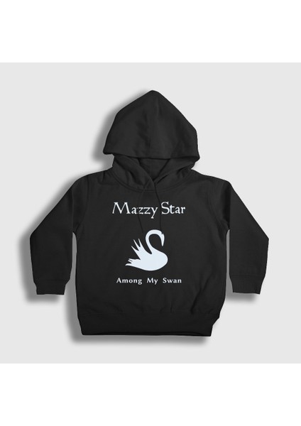 Unisex Çocuk Siyah Among My Swan Mazzy Star Kapüşonlu Sweatshirt