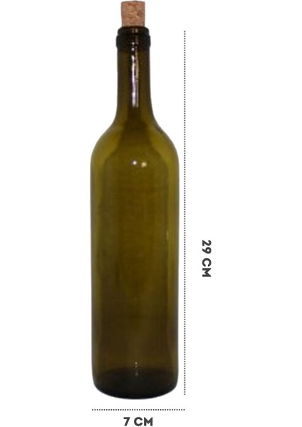 Elite Şarap Şişesi, 12 Adet 750 ml Yeşil Şarap Şişesi, Konik Mantar Tıpa Hediyeli, Cam Şişe 1 Adet