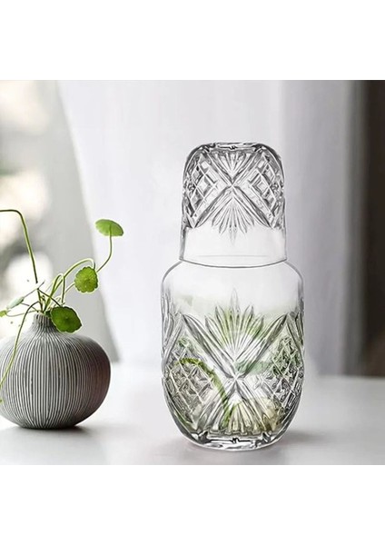 Elite 600 ml Cam Bardaklı Başucu Sürahisi Kristal Tasarım 1 Adet