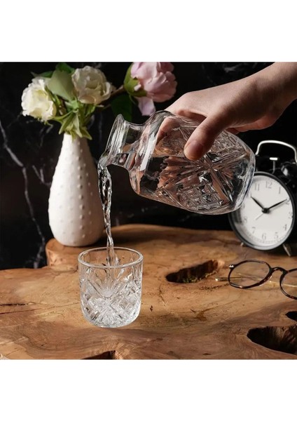 Elite 600 ml Cam Bardaklı Başucu Sürahisi Kristal Tasarım 1 Adet