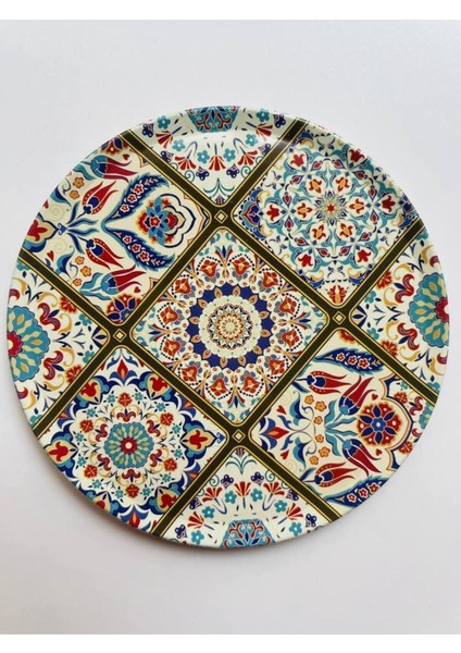 Elite 6'lı Bardak Altlığı, Coaster, 6 Adet Geleneksel Kilim Desenli Mantar Tabanlı Bardak Altlığı 9cm 1 Adet