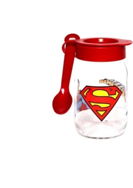Elite Superman Kaşıklı Cam Mama Kabı Yemek Kabı Atıştırmalık Kabı 1 Adet 370 cc 1 Adet