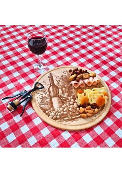 Elite Ahşap Pizza-Şarap Sunum Tepsisi 1 Adet