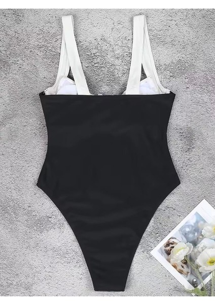 Beyaz Şerit Detaylı Siyah Mayo fırsatları