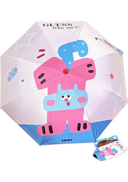 Sevimli Güneşli ve Yağmurlu Çift Kullanımlı Şemsiye Çocuk Öğrenciler Güneş Kremi Uv Şemsiye (Yurt Dışından)