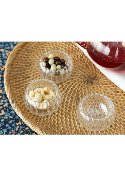 Elite Lotus Plus Çift Cidarlı Sosluk 35 ml 6 Adet | 6'lı Borosilikat Cam Sos Çerez Mini Kase Seti 1 Adet