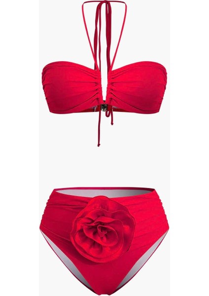 Rosa Yüksel Bel Kırmızı Bikini Takımı fiyatları