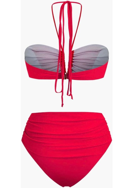 Rosa Yüksel Bel Kırmızı Bikini Takımı modelleri
