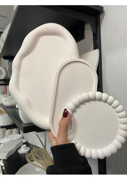 Elite Üçlü Takı Tabağı Dekoratif Alçı Süs Eşyası 15 x 15 TBK-1013 1 Adet