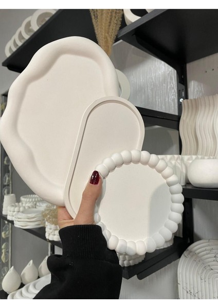Elite Üçlü Takı Tabağı Dekoratif Alçı Süs Eşyası 15 x 15 TBK-1013 1 Adet