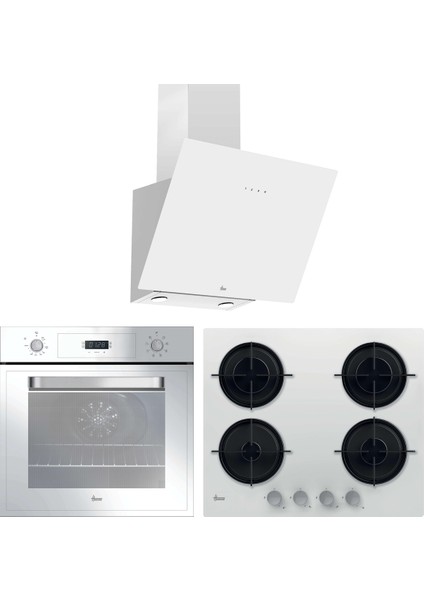 3lü Ankastre Set Beyaz (HDG6C1GWTK Davlumbaz, HOT3061WI/E Turbo Fırın, HVW6MW Ocak)
