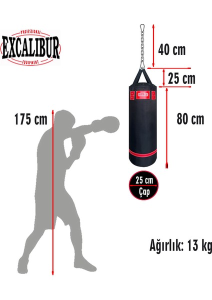 Polystar 80 x 25 Boks Kum Torbası Siyah