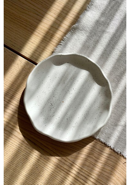 Elite Granit Efektli Yuvarlak Kıvrımlı Dekoratif Tabak 20 cm 1 Adet