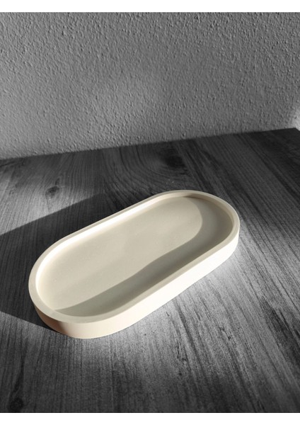 Elite Dekoratif Oval Beton Tabak Sunumluk Biblo Takı Tabağı, Saksılık,tütsülük,mumluk 1 Adet modelleri