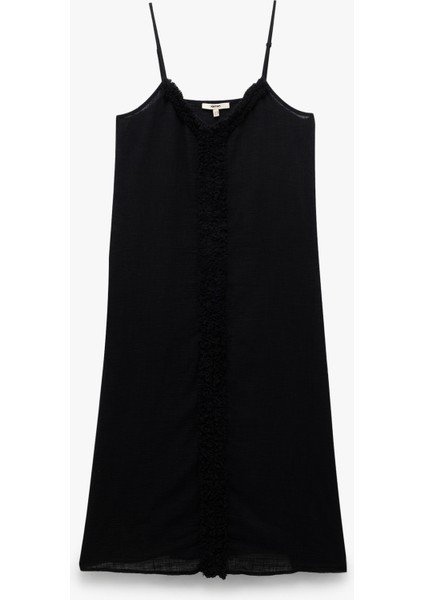 Pamuklu Geniş Kesim Püsküllü Cepli Ince Askılı Midi Boy Elbise modelleri