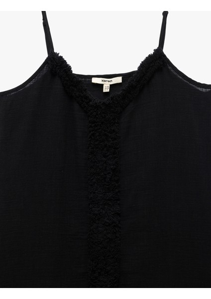 Pamuklu Geniş Kesim Püsküllü Cepli Ince Askılı Midi Boy Elbise indirimleri