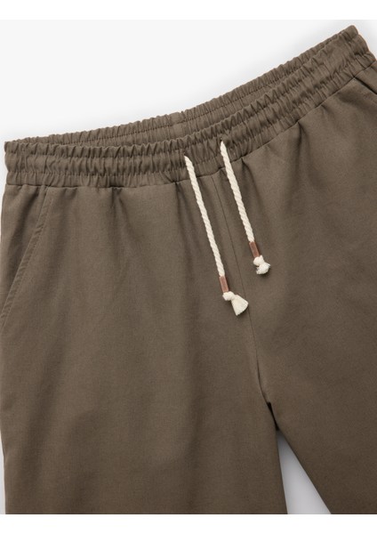 Beli Bağlamalı Regular Fit Cepli Keten Şort modelleri