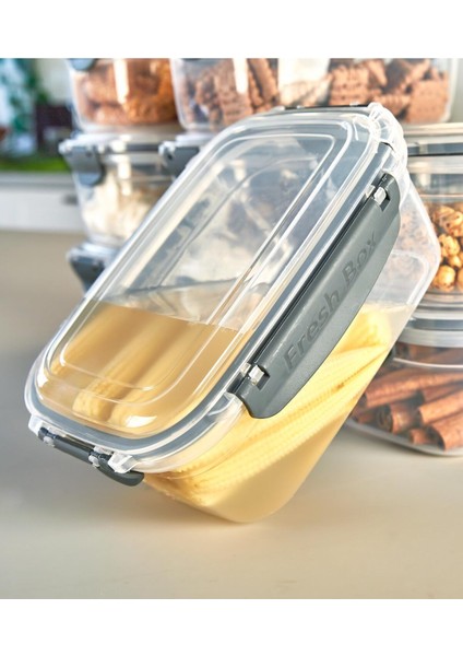 Elite 6 Adet Slikonlu Sızdırmaz Hava Almaz Kilitli Kapak Saklama Kabı Kahvaltılık Seti 700 ml 1 Adet