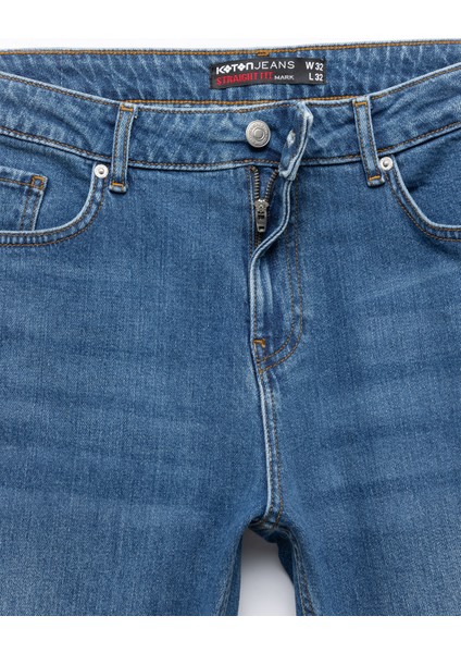 Normal Bel Pamuklu Straight Fit Jean Pantolon - Mark Jean