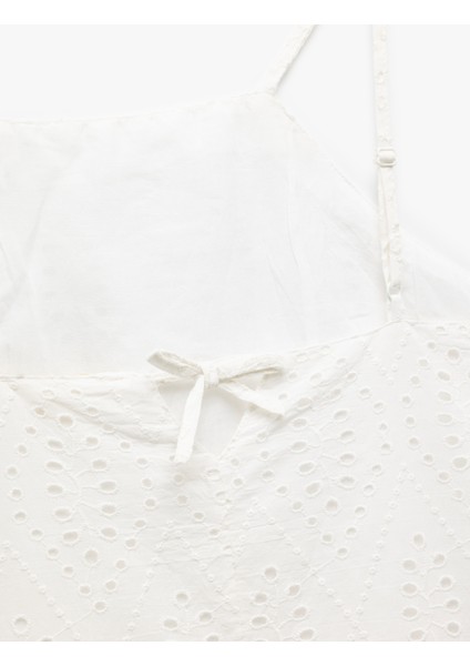 Pamuklu A Kesim Mini Halter Yaka Ince Askılı Fisto Elbise