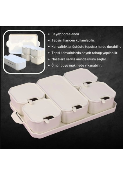 Elite Pure White 6'lı Porselen Kahvaltılık Kaşıklı Arow 1 Adet