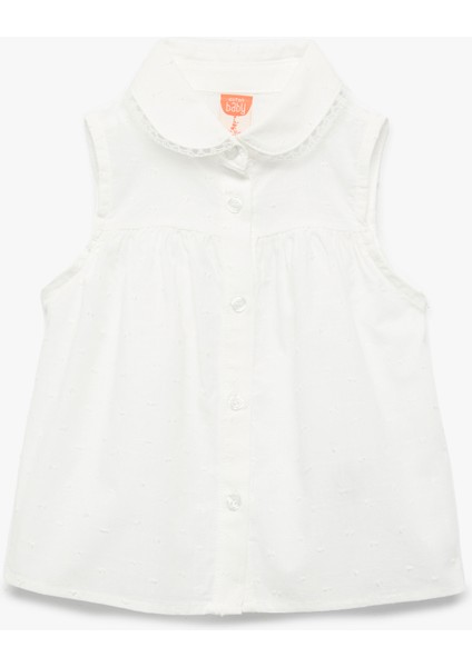 Pamuklu Kolsuz Peplum Gömlek