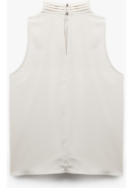 Bağlamalı Dik Yaka Kolsuz Bluz fiyatları