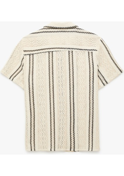 Kısa Kollu Pamuklu Ajurlu Regular Fit Devrik Yaka Gömlek fiyatları