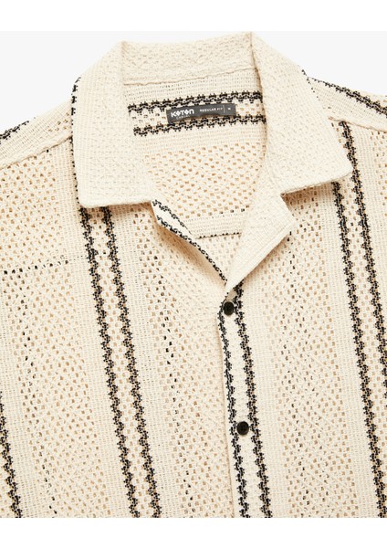 Kısa Kollu Pamuklu Ajurlu Regular Fit Devrik Yaka Gömlek modelleri