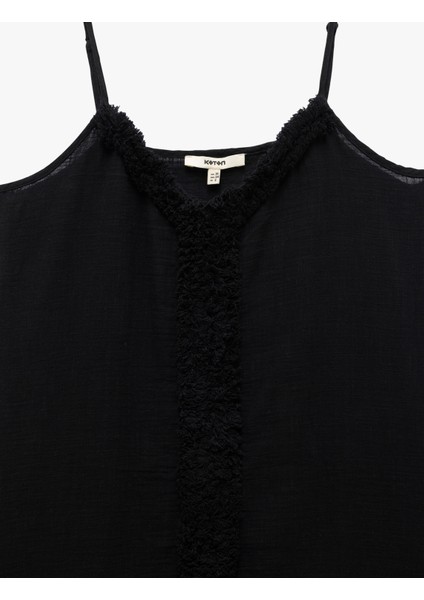 Pamuklu Geniş Kesim Püsküllü Cepli Ince Askılı Midi Boy Elbise indirimleri