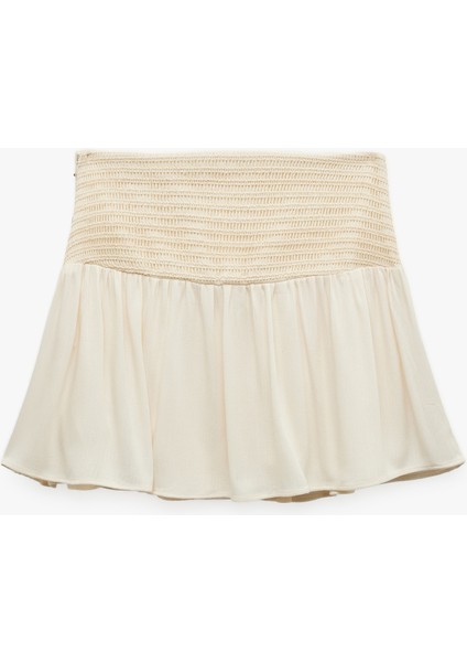 Viskon Kumaş Kroşe Detaylı Boncuk Işlemeli Mini Kloş Etek fiyatları