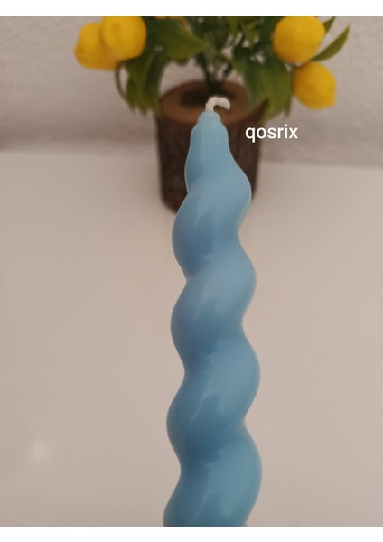 Açık Mavi Italyan Burgulu Şamdan Soya Mumu Doğal Kokulu Çubuk Konik Burgu Spiral Mum Dekoratif modelleri