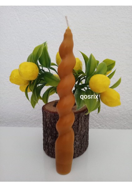 Hardal Sarısı Italyan Burgulu Şamdan Soya Mumu Doğal Kokulu Çubuk Konik Burgu Spiral Mum Dekoratif