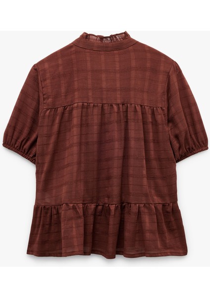 Bağcıklı Yaka Düğmeli Pamuklu Kısa Kollu Gömlek fiyatları