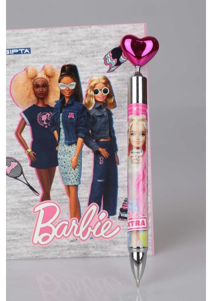 Lisanslı Barbıe Çizgili Not Defteri Kalp Başlıklı Uçlu Kalem 0 7 mm ve Silgi Seti fırsatları