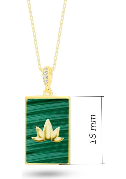 Malahit Taşlı Lotus Çiçeği 925 Ayar Gümüş Kolye Sarı Renk fiyatları