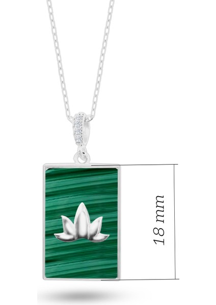 Malahit Taşlı Lotus Çiçeği 925 Ayar Gümüş Kolye Beyaz Renk fiyatları