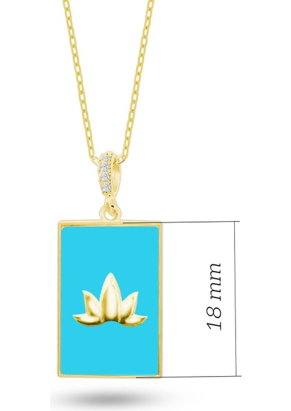 Doğal Turkuaz Taşlı Lotus Çiçeği 925 Ayar Gümüş Kolye Sari Renk modelleri