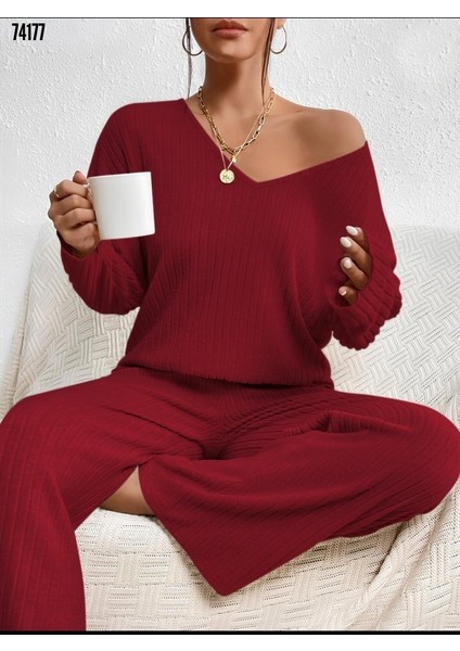 Fitilli Kaşkorse Mevsimlik Kadın Pijama Takımı -Kadın Pijama Takımı Alt Üst