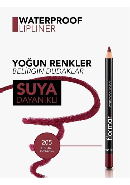 Yoğun Renk Veren Suya Dayanıklı Mat Dudak Kalemi (205 Elegant Bordeaux) 8690604111053 indirimleri