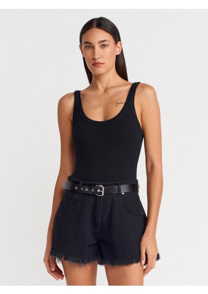 21053 Askılı Bodysuit-Siyah