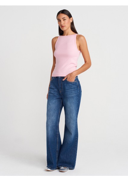 21048 Halter Yaka Top-Toz Pembe modelleri