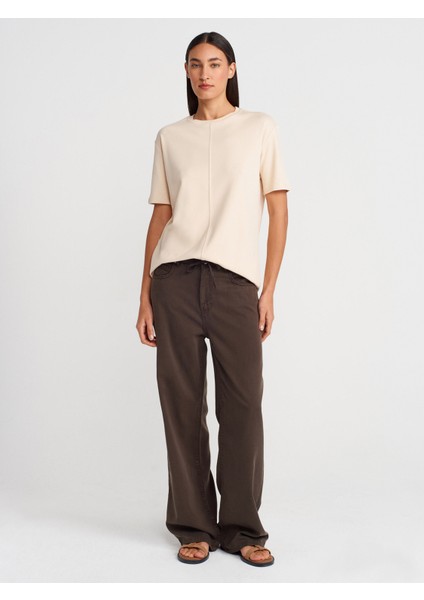 31218 Dikiş Detaylı T-Shirt-Taş modelleri