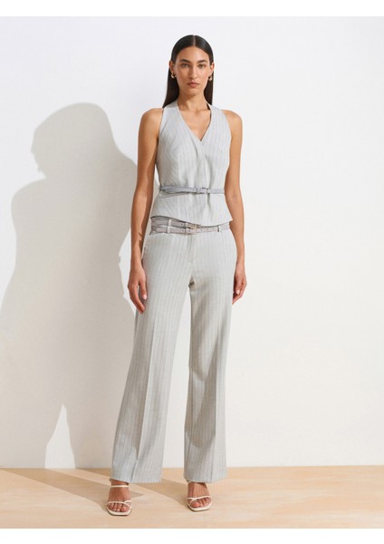 72129 Çift Kemerli Pantolon-Gri indirimleri