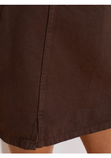 72018 Parçaboya Şort Denim Etek-Kahve fırsatları