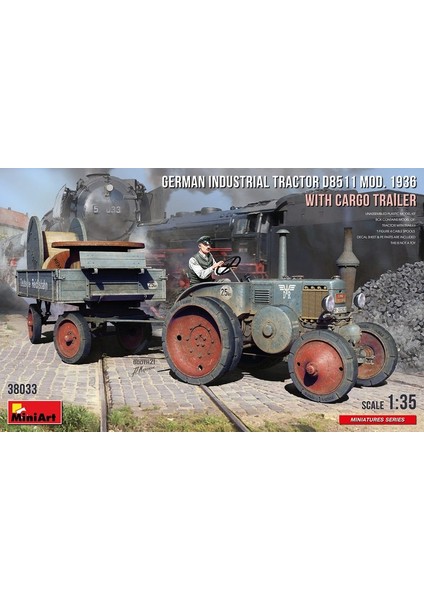 38033 1:35 Alman Endrüstriyel Traktör D8511. 1936 Model Taşıma Aracı ile Birlikte(1 Adet Figür)