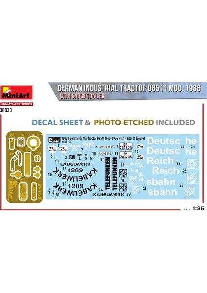 38033 1:35 Alman Endrüstriyel Traktör D8511. 1936 Model Taşıma Aracı ile Birlikte(1 Adet Figür)